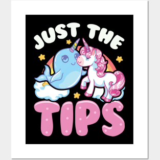 Funny Just The Tips Cute Narwhal Unicorn Pun Posters and Art